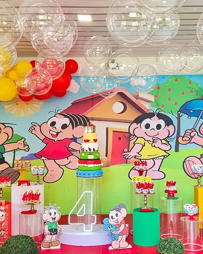 FUSAO: mesma festa da Maria Isis, 4 anos, Turma da Monica. Festa realizada no Espaço Comemora em 2025